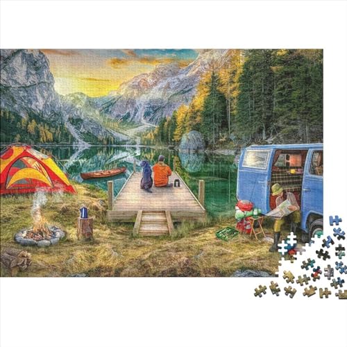 Camping im Freien Puzzle Farbenfrohes 300 Teile Impossible Puzzle Herausforderndes Puzzle Rahmen Puzzle Geschicklichkeitsspiel Komfort und Entspannung Erwachsene-Puzzle 300pcs (40x28cm) von ChengzeTCo