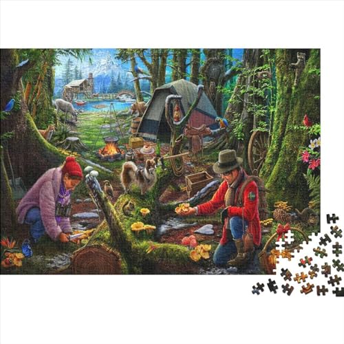 Camping im Freien Puzzle Farbenfrohes 500 Teile Impossible Puzzle Herausforderndes Puzzle Rahmen Puzzle Puzzle-Geschenk Komfort und Entspannung Erwachsene-Puzzle 500pcs (52x38cm) von ChengzeTCo
