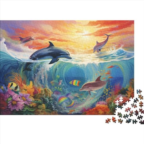 Delfine Puzzle Farbenfrohes 500 Teile Impossible Puzzle Schwieriges Puzzle Lustiges Kunstpuzzle Geschicklichkeitsspiel Für Die Ganze Familie von ChengzeTCo