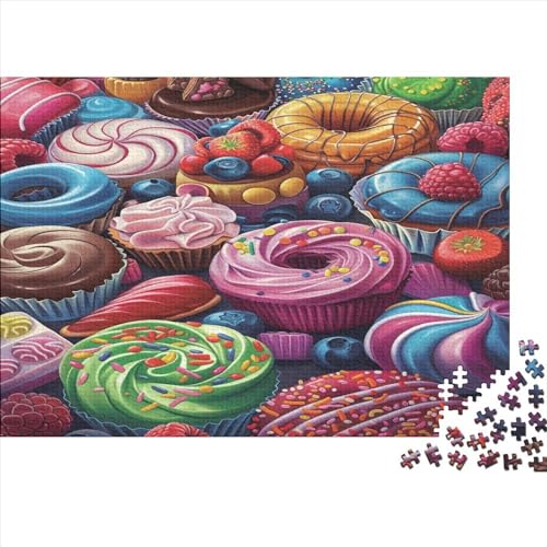 Delicious Desserts Puzzle Farbenfrohes 300 Teile Impossible Puzzle Herausforderung Puzzle Lustiges Kunstpuzzle Lernspiel Geschenk Erwachsene-Puzzle 300pcs (40x28cm) von ChengzeTCo