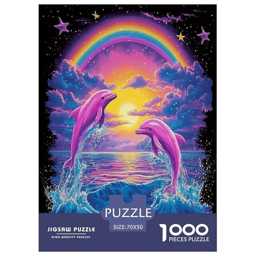 Delphin Puzzle 1000 Teile Schwer Puzzle Spielzeug Lernspiel Impossible Herausforderung Spielzeug Für Erwachsene Und Kinder Ab 12 Jahren 70x50cm/1000pcs von ChengzeTCo
