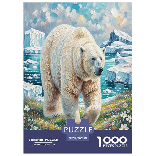 Eisbär Puzzle 1000-teilige Schwer Puzzle Spielzeug Pädagogisches Spiel Impossible Herausforderung Spielzeug Für Erwachsene Und Kinder Ab 14 Jahren 70x50cm/1000pcs von ChengzeTCo