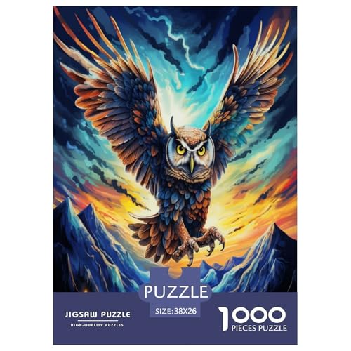 Eule Puzzle 1000 Teile Schwer Puzzle Spielzeug Pädagogisches Spiel Impossible Herausforderung Spielzeug Für Erwachsene Kinder 38x26cm/1000pcs von ChengzeTCo