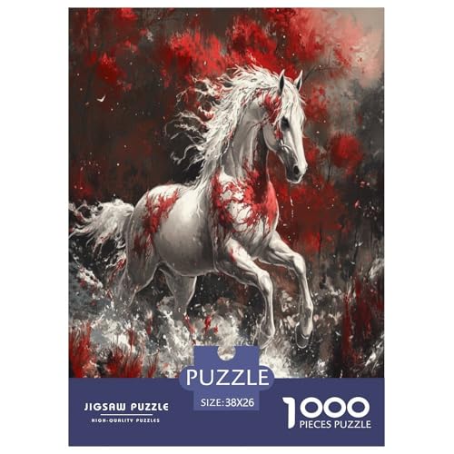Fine Pferd Puzzles 1000 Teile Schwer Puzzle Spielzeug Lernspiel Impossible Herausforderungsspielzeug Für Erwachsene Kinder 38x26cm/1000pcs von ChengzeTCo