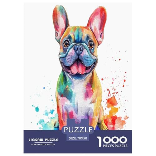 Französische BullHundge Puzzle 1000 Teile Schwer Puzzle Spielzeug Lernspiel Impossible Herausforderungsspielzeug Für Erwachsene Kinder 70x50cm/1000pcs von ChengzeTCo