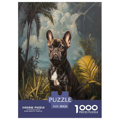 Französischer Bullhund Puzzles 1000 Teile Schwer Puzzle Spielzeug Pädagogisches Spiel Impossible Herausforderung Spielzeug Für Erwachsene Und Kinder Ab 12 Jahren 38x26cm/1000pcs von ChengzeTCo