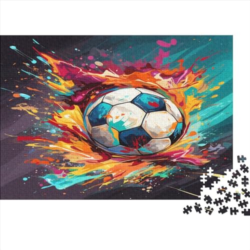Fußball 1000 Stück Puzzles Für Erwachsene Teenager Stress Abbauen Familien-Puzzlespiel 1000-teiliges Puzzle Kinder Lernspiel Spielzeug Geschenk Puzzel 1000pcs (75x50cm) von ChengzeTCo