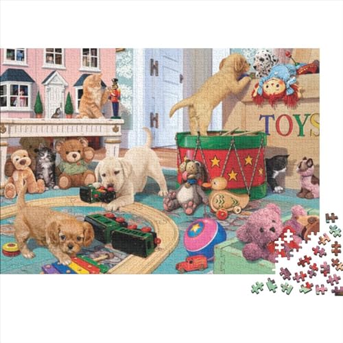 Haustier-Party Puzzle Farbenfrohes 1000 Teile Impossible Puzzle Herausforderung Puzzle Lustiges Kunstpuzzle Lernspiel Geschenk Hund Für Die Ganze Familie 1000pcs (75x50cm) von ChengzeTCo