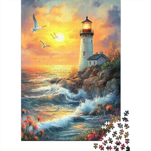 Küste Leuchtturm Puzzles 1000-teilige Schwer Puzzle Spielzeug Lernspiel Impossible Herausforderungsspielzeug Für Erwachsene Und Kinder in Bewährter 1000pcs (75x50cm) von ChengzeTCo