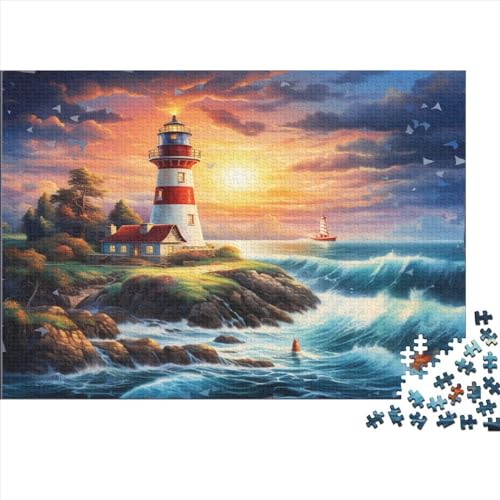 Leuchtturm an der Küstes Puzzle Farbenfrohes 1000 Teile Impossible Puzzle Schwieriges Puzzle Rahmen Puzzle Geschicklichkeitsspiel Für Erwachsene Teenager von ChengzeTCo