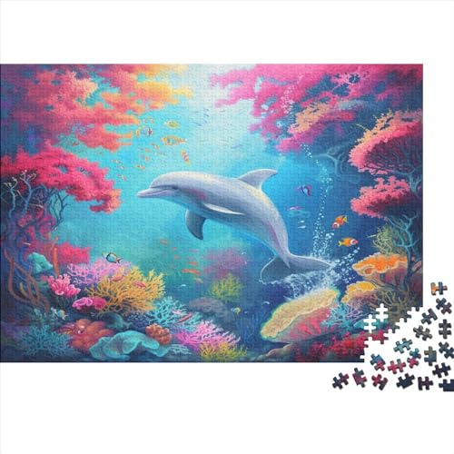 Meeresleben Puzzle Farbenfrohes 1000 Teile Impossible Puzzle Herausforderndes Puzzle Rahmen Puzzle Geschicklichkeitsspiel Delphine Für Die Ganze Familie von ChengzeTCo