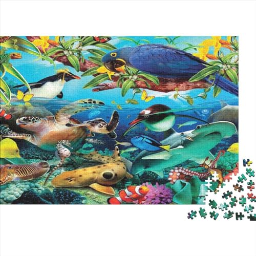 Meeresleben Puzzle Farbenfrohes 500 Teile Impossible Puzzle Herausforderndes Puzzle Rahmen Puzzle Geschicklichkeitsspiel Delphine Erwachsene-Puzzle 500pcs (52x38cm) von ChengzeTCo