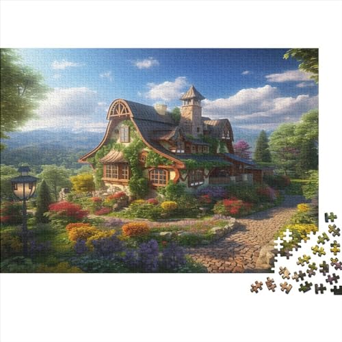 Mountain Dorf Cottage Puzzle Farbenfrohes 1000 Teile Impossible Puzzle Herausforderung Puzzle Rahmen Puzzle Lernspiel Geschenk Für Die Ganze Familie von ChengzeTCo