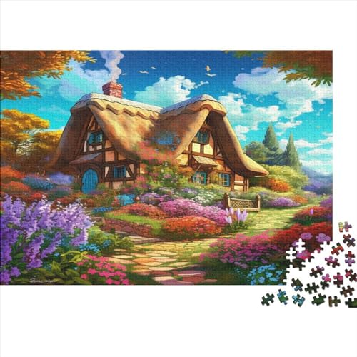 Mountain Dorf Cottage Puzzle Farbenfrohes 500 Teile Impossible Puzzle Herausforderndes Puzzle Rahmen Puzzle Geschicklichkeitsspiel Erwachsene-Puzzle von ChengzeTCo