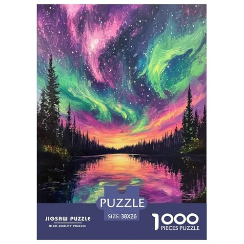Nordlichter Puzzles 1000-teilige Schwer Puzzle Spielzeug Lernspiel Impossible Herausforderungsspielzeug Für Erwachsene Und Kinder in Bewährter 38x26cm/1000pcs von ChengzeTCo
