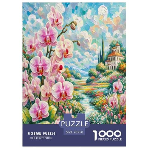 Orchidee Puzzle 1000-teilige Schwer Puzzle Spielzeug Lernspiel Impossible Herausforderungsspielzeug Für Erwachsene Kinder 70x50cm/1000pcs von ChengzeTCo