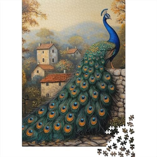 Pfau Puzzles 1000 Teile Schwer Puzzle Spielzeug Lernspiel Impossible Herausforderungsspielzeug Für Erwachsene Kinder 1000pcs (75x50cm) von ChengzeTCo