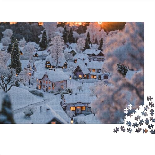 Puzzle 1000 Piece Classic Puzzle Winter-Schnee-Szene Relaxation Games Mental Exercise Home Decor for Adults from 14 Years 1000pcs (75x50cm) von ChengzeTCo
