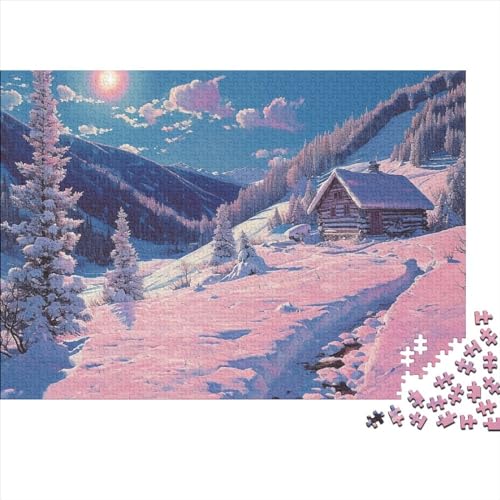 Puzzle 1000 Piece Classic Puzzle Winter-Schnee-Szene Relaxation Games Mental Exercise Unique Gift for Adults from 14 Years 1000pcs (75x50cm) von ChengzeTCo