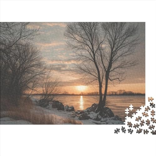 Puzzle 1000 Pieces Classic Puzzle Winter-Schnee-Szene Relaxation Games Mental Exercise Home Decor for Adults from 14 Years 1000pcs (75x50cm) von ChengzeTCo