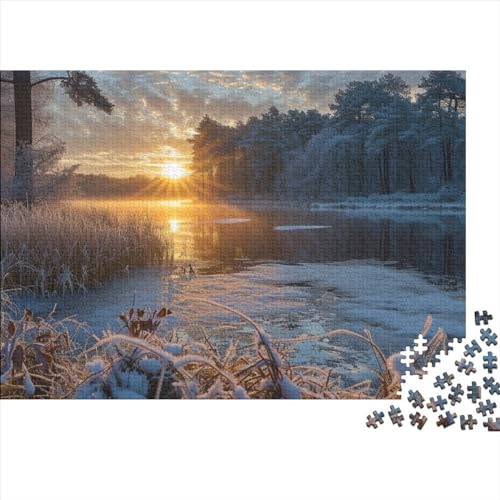 Puzzle 1000 Pieces Creative Puzzle Winter-Schnee-Szene Challenge Toy Mental Exercise Unique Gift for Adults from 14 Years 1000pcs (75x50cm) von ChengzeTCo