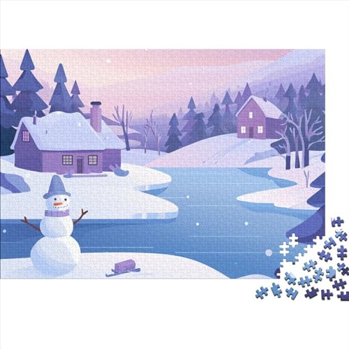 Puzzle 1000 Pieces Creative Puzzle Winter-Schnee-Szene Relaxation Games Mental Exercise Unique Gift for Adults from 14 Years 1000pcs (75x50cm) von ChengzeTCo