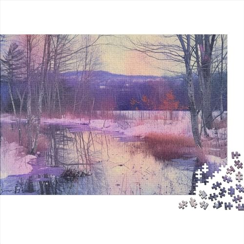 Puzzle Colourful Puzzle 1000 Pieces Classic Puzzle Winter-Schnee-Szene Puzzle Game Mental Exercise Unique Gift for Adults from 14 Years 1000pcs (75x50cm) von ChengzeTCo