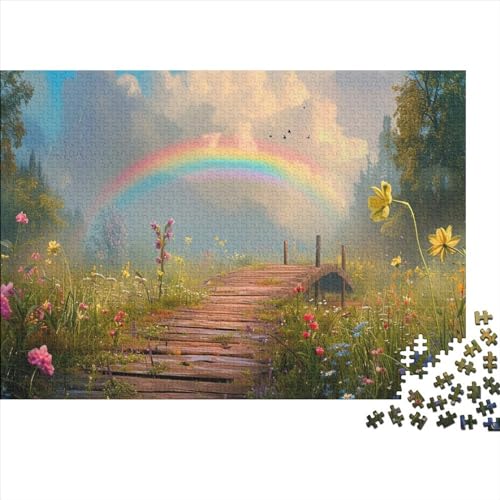 Rainbow Garten Puzzle Farbenfrohes 1000 Teile Impossible Puzzle Herausforderung Puzzle Rahmen Puzzle Lernspiel Geschenk Wunderschön Erwachsene-Puzzle von ChengzeTCo