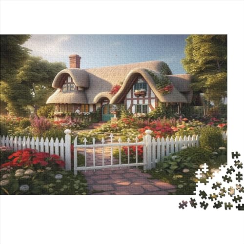 Rustic Cottage Puzzle Farbenfrohes 1000 Teile Impossible Puzzle Herausforderung Puzzle Rahmen Puzzle Puzzle-Geschenk Erwachsene-Puzzle von ChengzeTCo