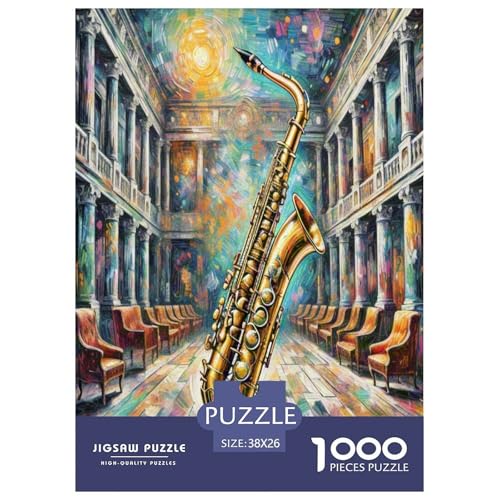 Saxofon Puzzle 1000-teilige Schwer Puzzle Spielzeug Lernspiel Impossible Herausforderung Spielzeug Für Erwachsene Und Kinder Ab 14 Jahren 38x26cm/1000pcs von ChengzeTCo