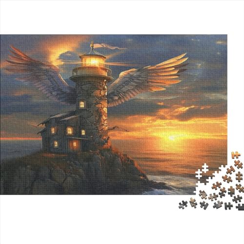 See-Leuchtturm Puzzle Farbenfrohes 300 Teile Impossible Puzzle Schwieriges Puzzle Lustiges Kunstpuzzle Puzzle-Geschenk Für Die Ganze Familie 300pcs (40x28cm) von ChengzeTCo