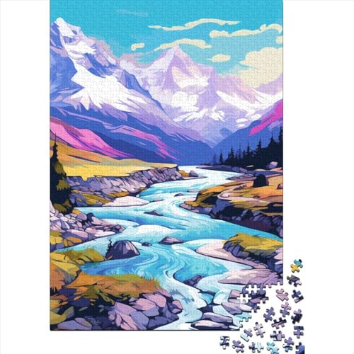 Seen and Snowy Mountains Puzzles 1000 Teile Schwer Puzzle Spielzeug Lernspiel Impossible Herausforderungsspielzeug Für Erwachsene Und Kinder in Bewährter 1000pcs (75x50cm) von ChengzeTCo