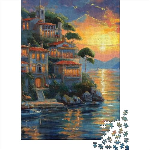 Sonnenuntergang in der Bucht Puzzle 1000 Teile Schwer Puzzle Spielzeug Lernspiel Impossible Herausforderung Spielzeug Für Erwachsene Und Kinder Ab 12 Jahren 1000pcs (75x50cm) von ChengzeTCo