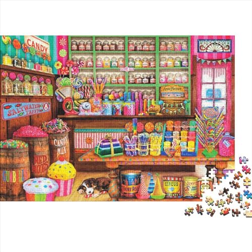 Süßwarengeschäft Puzzle Farbenfrohes 1000 Teile Impossible Puzzle Herausforderung Puzzle Rahmen Puzzle Lernspiel Geschenk Für Die Ganze Familie 1000pcs (75x50cm) von ChengzeTCo