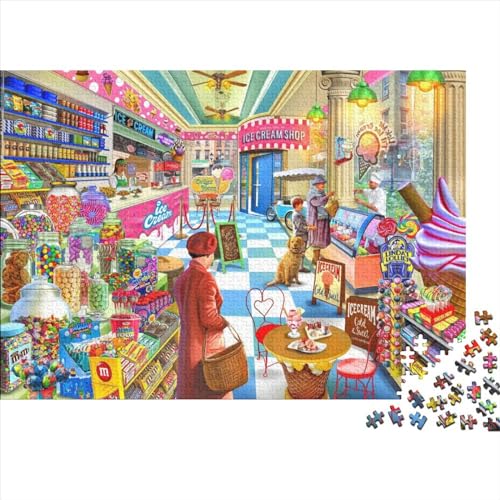Süßwarengeschäft Puzzle Farbenfrohes 1000 Teile Impossible Puzzle Schwieriges Puzzle Rahmen Puzzle Puzzle-Geschenk Erwachsene-Puzzle 1000pcs (75x50cm) von ChengzeTCo
