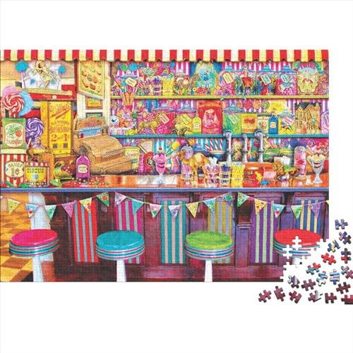Süßwarengeschäft Puzzle Farbenfrohes 300 Teile Impossible Puzzle Herausforderung Puzzle Rahmen Puzzle Geschicklichkeitsspiel Erwachsene-Puzzle 300pcs (40x28cm) von ChengzeTCo