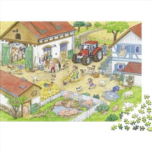 Tierfarm Hölzerne Puzzles 1000 Teile Jigsaw Puzzle Tierparty Herausforderndes Spiel Für Erwachsene Geschenke Ideal Als Ostern Geschenke 1000pcs (75x50cm) von ChengzeTCo