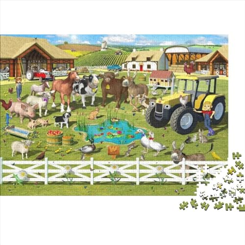 Tierfarm Hölzerne Puzzles 1000 Teile Jigsaw Puzzle Tierparty Unmögliches Puzzle Für Die Ganze Familie Ideal Als Ostern Geschenke 1000pcs (75x50cm) von ChengzeTCo
