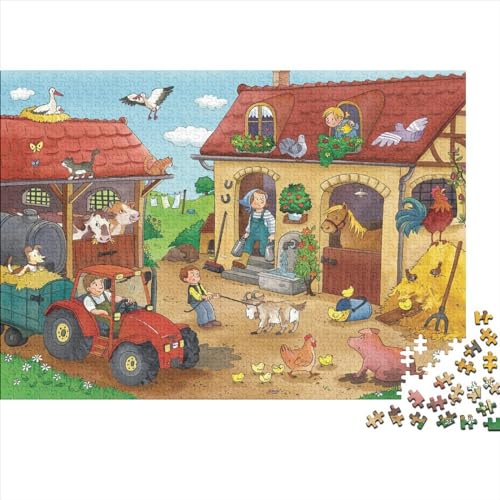 Tierfarm Hölzerne Puzzles 500 Teile Jigsaw Puzzle Tierparty Herausforderndes Spiel Tolles Geschenk Für Erwachsene Heimdekoration Ostern Geschenke 500pcs (52x38cm) von ChengzeTCo