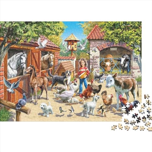 Tierfarm Hölzerne Puzzles 500 Teile Jigsaw Puzzle Tierparty Unmögliches Puzzle Für Die Ganze Familie Heimdekoration Ostern Geschenke 500pcs (52x38cm) von ChengzeTCo