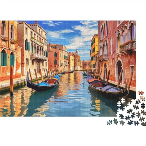 Venedig-Kanal-Ansicht Puzzle Farbenfrohes 1000 Teile Impossible Puzzle Herausforderung Puzzle Rahmen Puzzle Geschicklichkeitsspiel Erwachsene-Puzzle von ChengzeTCo