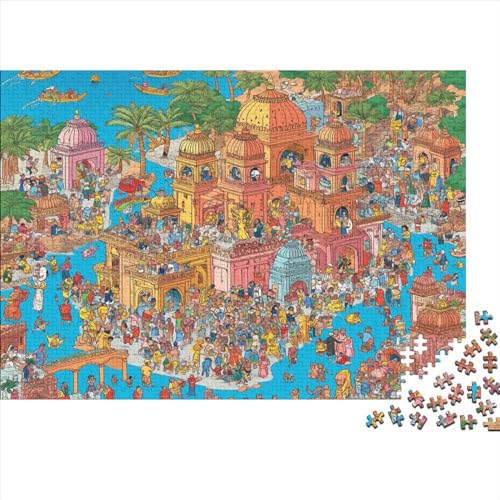Vergnügungspark Puzzle Farbenfrohes 1000 Teile Impossible Puzzle Herausforderung Puzzle Lustiges Kunstpuzzle Lernspiel Geschenk verträumt Erwachsene-Puzzle von ChengzeTCo