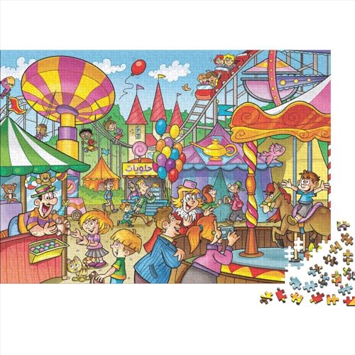 Vergnügungspark Puzzle Farbenfrohes 1000 Teile Impossible Puzzle Schwieriges Puzzle Lustiges Kunstpuzzle Geschicklichkeitsspiel Erwachsene-Puzzle 1000pcs (75x50cm) von ChengzeTCo