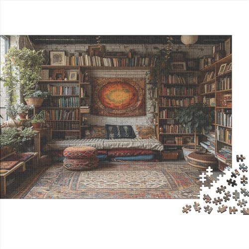 Verzauberte Bibliothek Puzzle Farbenfrohes 1000 Teile Impossible Puzzle Herausforderung Puzzle Rahmen Puzzle Puzzle-Geschenk Wunderschön Für Die Ganze Familie von ChengzeTCo