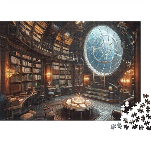 Verzauberte Bibliothek Puzzle Farbenfrohes 1000 Teile Impossible Puzzle Schwieriges Puzzle Rahmen Puzzle Geschicklichkeitsspiel Wunderschön Erwachsene-Puzzle von ChengzeTCo