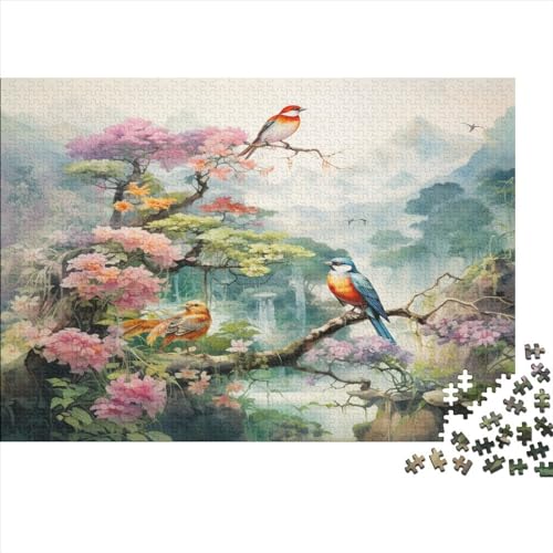 Vögel und Blumen Puzzle Farbenfrohes 1000 Teile Impossible Puzzle Herausforderung Puzzle Lustiges Kunstpuzzle Geschicklichkeitsspiel Für Die Ganze Familie von ChengzeTCo