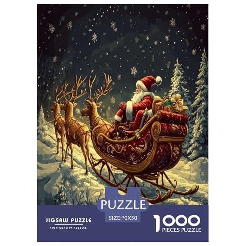 Weihnachtsmann Puzzles 1000 Teile Schwer Puzzle Spielzeug Pädagogisches Spiel Impossible Herausforderung Spielzeug Für Erwachsene Kinder 70x50cm/1000pcs von ChengzeTCo