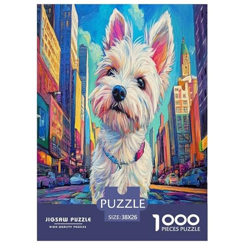 West Highland Weißer Terrier Puzzle 1000 Teile Schwer Puzzle Spielzeug Lernspiel Impossible Herausforderung Spielzeug Für Erwachsene Und Kinder in Bewährter 38x26cm/1000pcs von ChengzeTCo