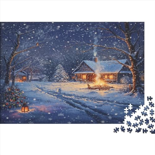 Winterliche Schneelandschaft Hölzerne Puzzles 1000 Teile Toys Puzzles Hut in The Snow Unmögliches Puzzle Für Erwachsene Geschenke Heimdekoration Ostern Geschenke 1000pcs (75x50cm) von ChengzeTCo