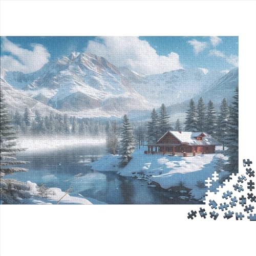 Winterliche Schneelandschaft Hölzerne Puzzles 1000 Teile Toys Puzzles Hut in The Snow Unmögliches Puzzle Tolles Geschenk Für Erwachsene Einzigartig Ostern Geschenke 1000pcs (75x50cm) von ChengzeTCo